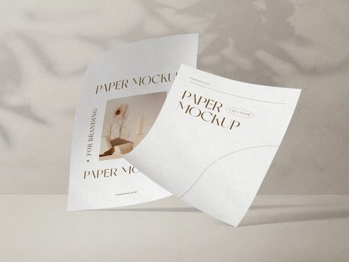 Floating Paper Free Mockup