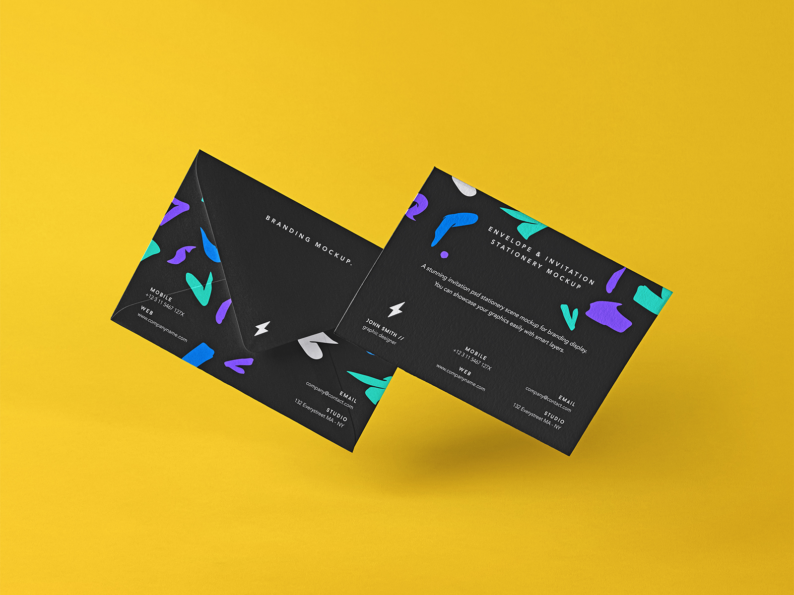 Free Envelope Set Stationery Mockup