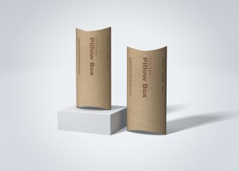 Free Kraft Paper Pillow Box Mockup