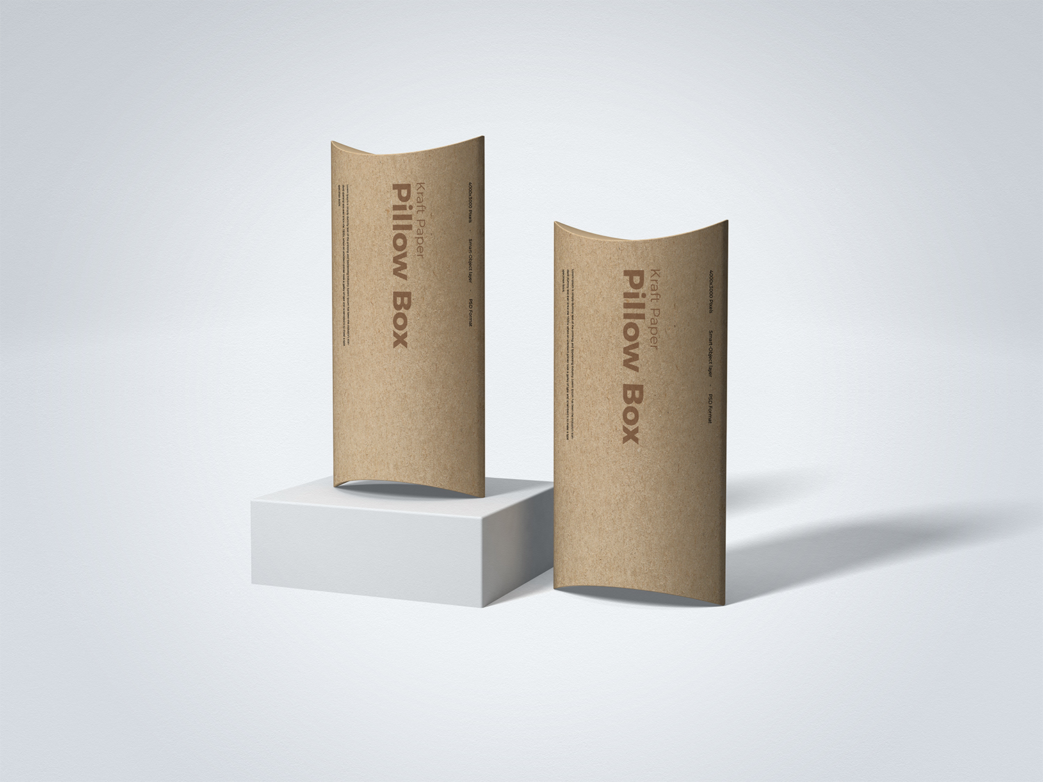 Free Kraft Paper Pillow Box Mockup