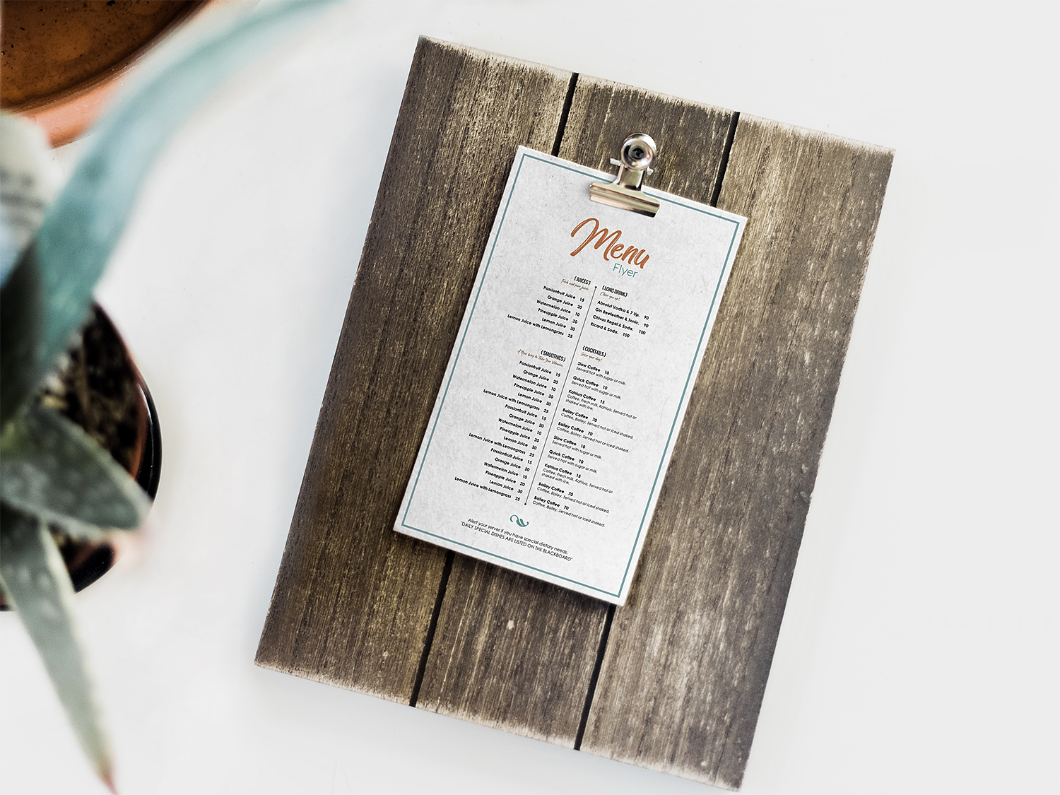 Free Restaurant Menu Card Mockup