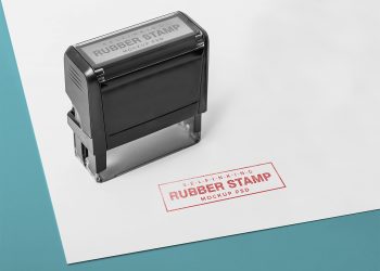 Free Self Inking Rectangular Rubber Stamp Mockup