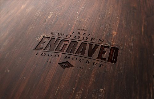 Free Wood Engraved Logo Mockup