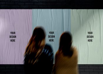 Glued Street Posters Free Mockup