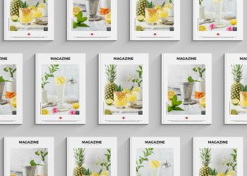 Grid of Magazines Covers Mockup