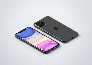 Isometric iPhone 11 Pro Max Mockup