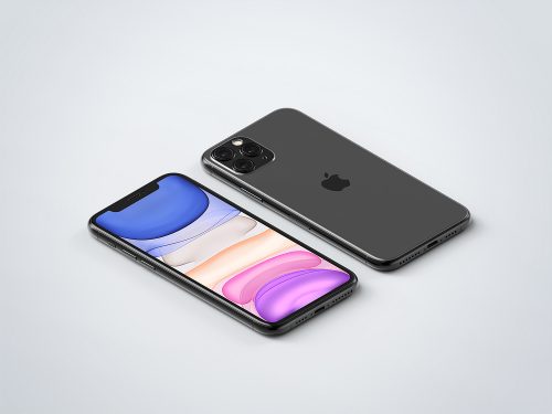 Isometric iPhone 11 Pro Max Mockup