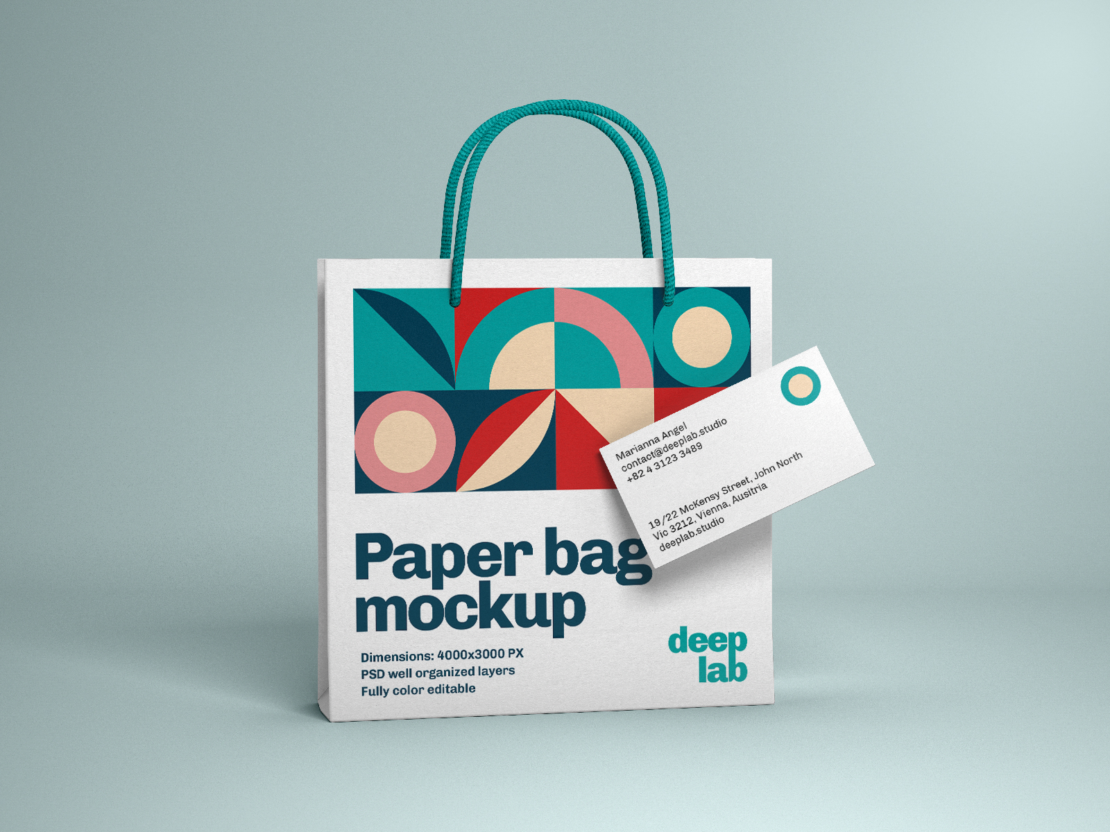 Paper Bag with Business Card Free Mockup