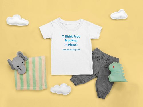 T-Shirt Free Mockup Featuring a Comfy Outfit for a Baby