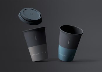 Two Disposable Coffee Cups Mockup