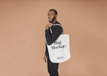 Bag with Men Mockup