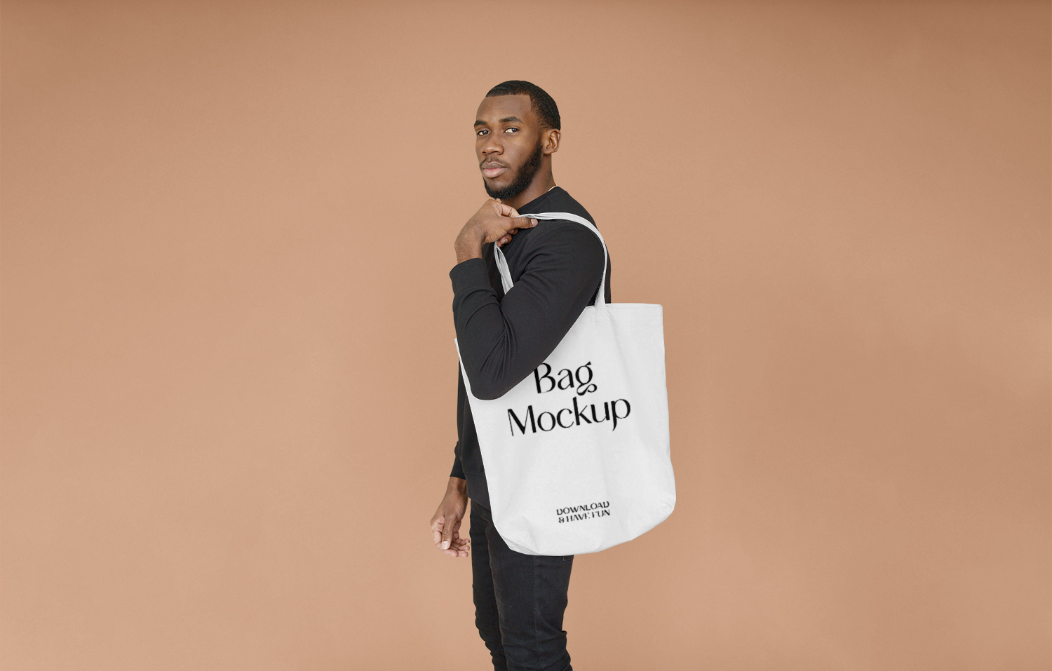 Bag with Men Mockup