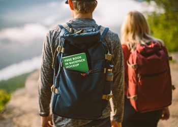 Book in Backpack Free Mockup