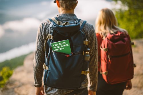 Book in Backpack Free Mockup