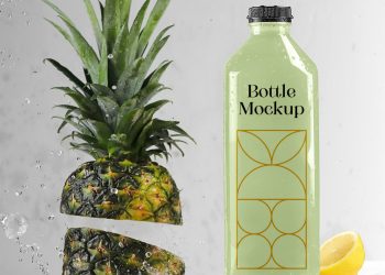 Bottle with Ananas Mockup