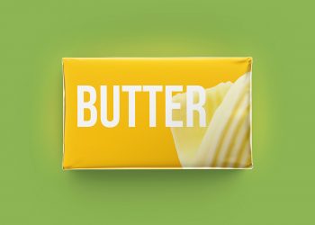 Butter Block 200g Metallic Packaging Mockup