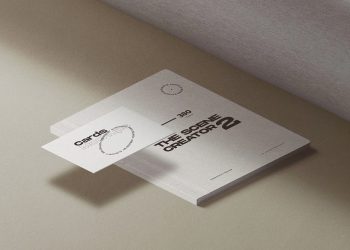 Free Catalog with Business Card Mockup Scene
