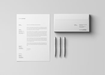 Free Letterhead with Envelope Stationery Mockup