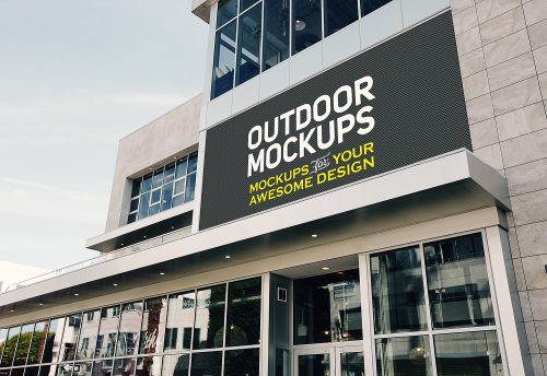 Free Outdoor Wall Billboard Mockup