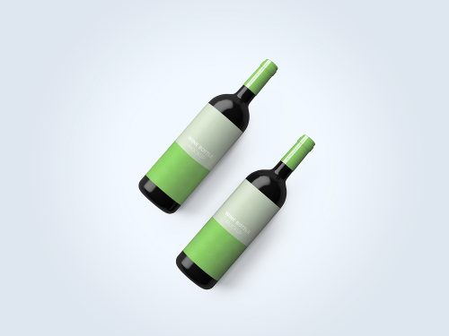 Free Wine Bottle Top View Mockup