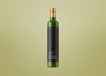 Glossy Olive Oil Bottle Mockup