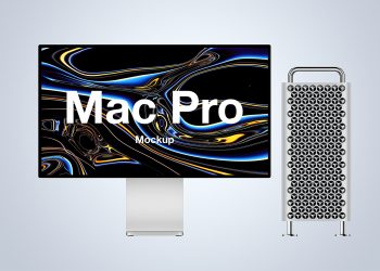 Mac Pro Mockup with Apple Display