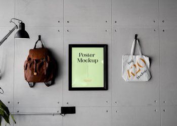 Poster with Bag Mockup