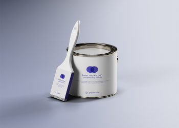 Paint Can & Brush Packaging Mockup