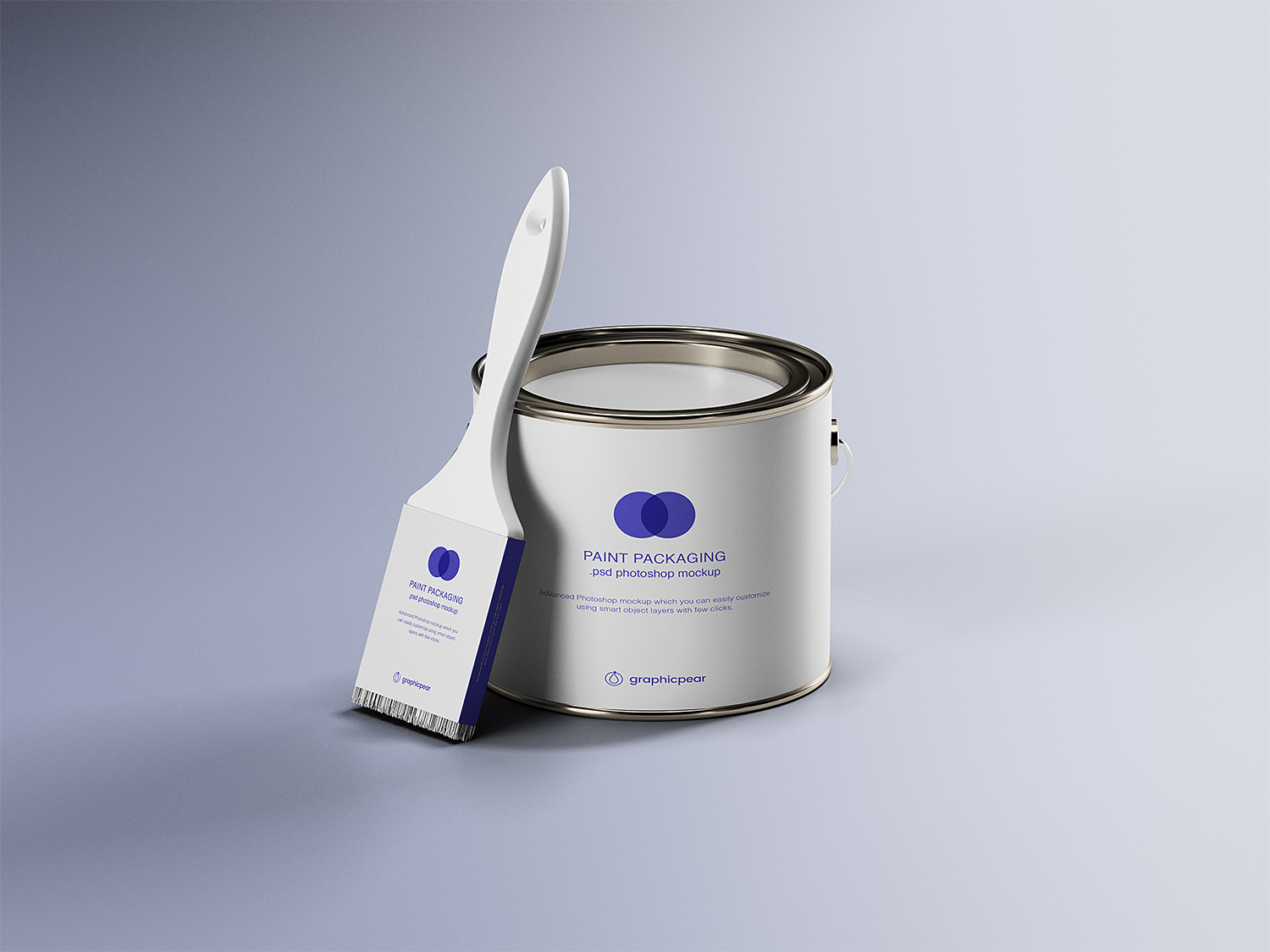 Paint Can & Brush Packaging Mockup