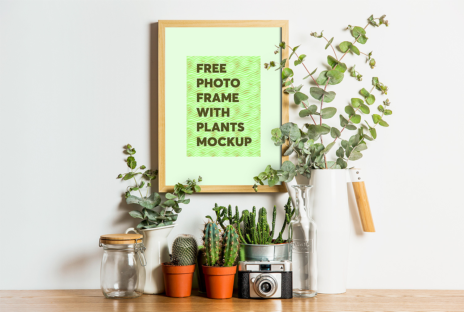 Photo Frame with Plants Mockup
