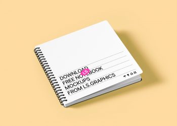 Square Spiral Notebook Free Mockup with Rounded Corners