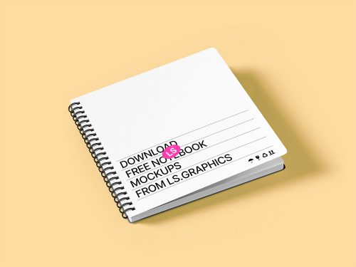 Square Spiral Notebook Free Mockup with Rounded Corners