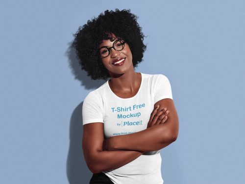 T-Shirt Placeit Mockup of a Woman Wearing Glasses