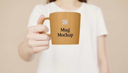 Women Holding Big Mug Mockup