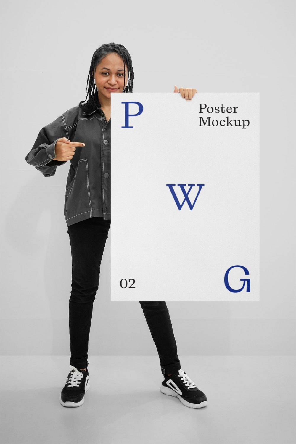 Women Holding Poster PSD Mockup
