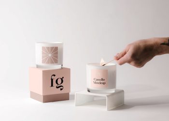 Candles with Box Mockup