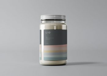 Glass Jar with Label Mockup