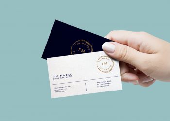 Hand Holding Business Cards Mockup