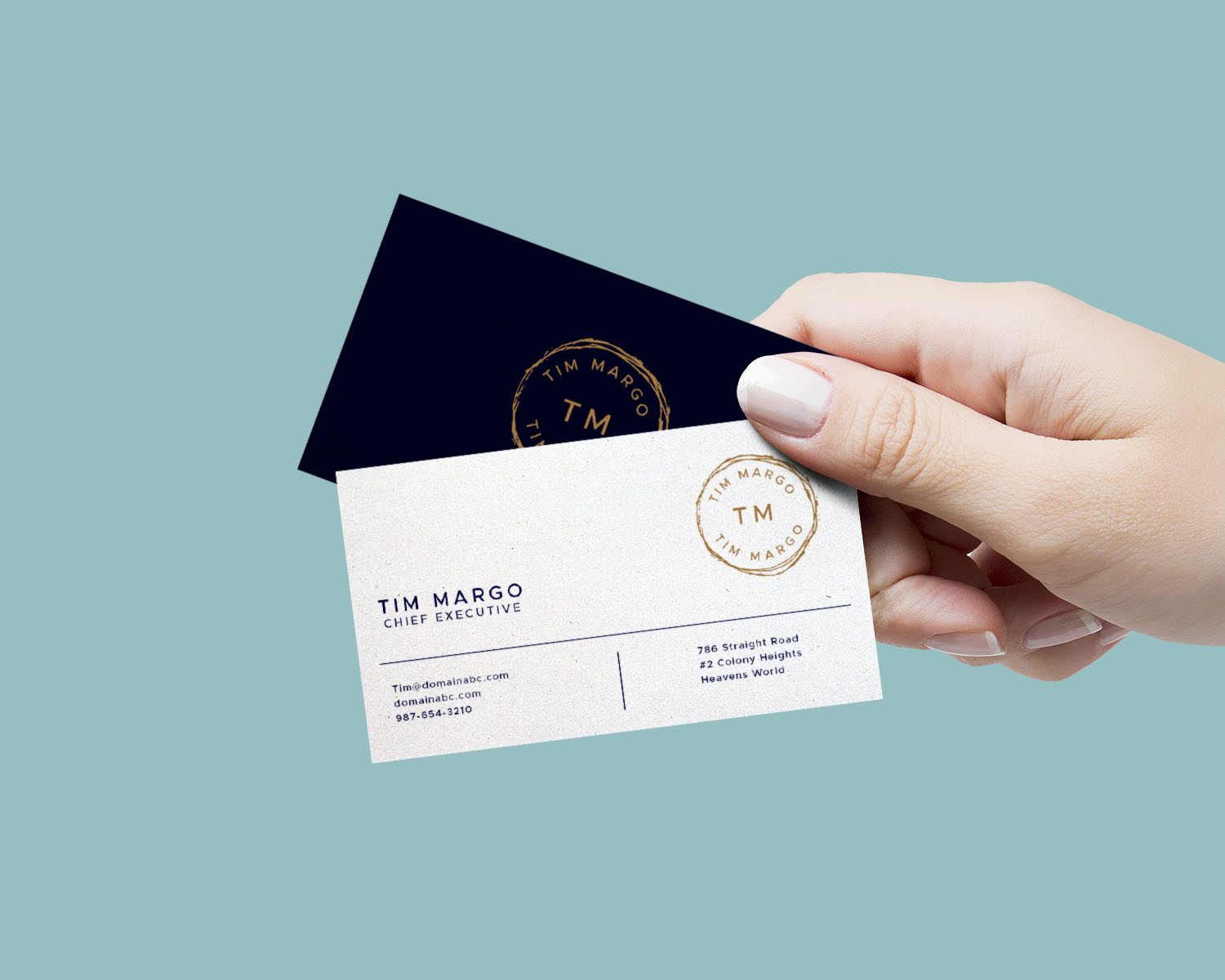 Hand Holding Business Cards Mockup