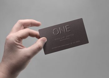 Realistic Business Card In Hand Mockup