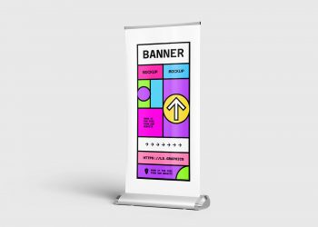 Roll-Up Standing Banner Free Mockup
