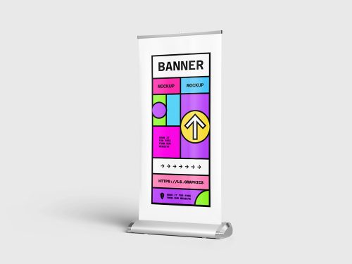 Roll-Up Standing Banner Free Mockup