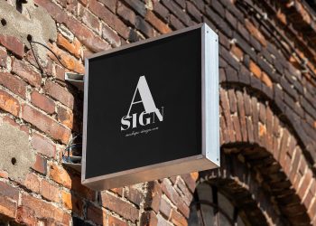 Square Wall Sign Free Mockup