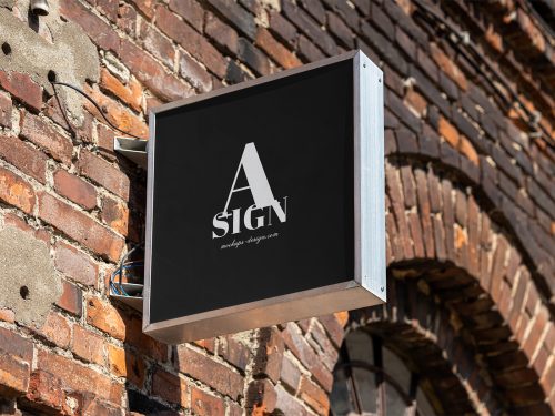 Square Wall Sign Free Mockup