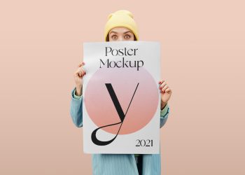 Women Holding Poster Mockup