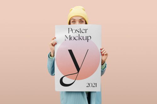 Women Holding Poster Mockup