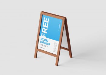 Wooden Stand Chalkboard Free Mockup