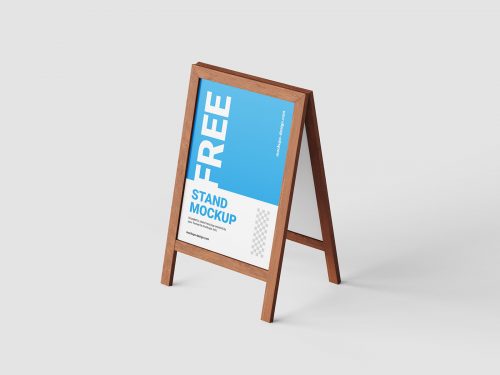 Wooden Stand Chalkboard Free Mockup