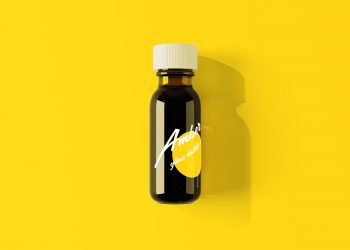 Amber Glass Mini Bottle Mockup