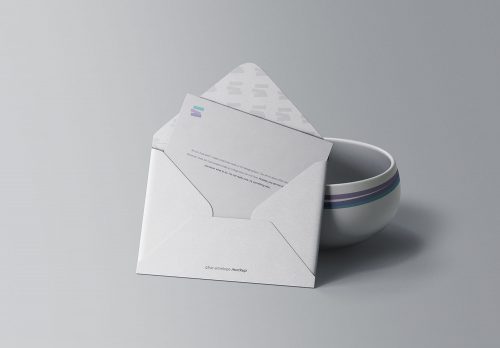 Envelope with Bowl Mockup